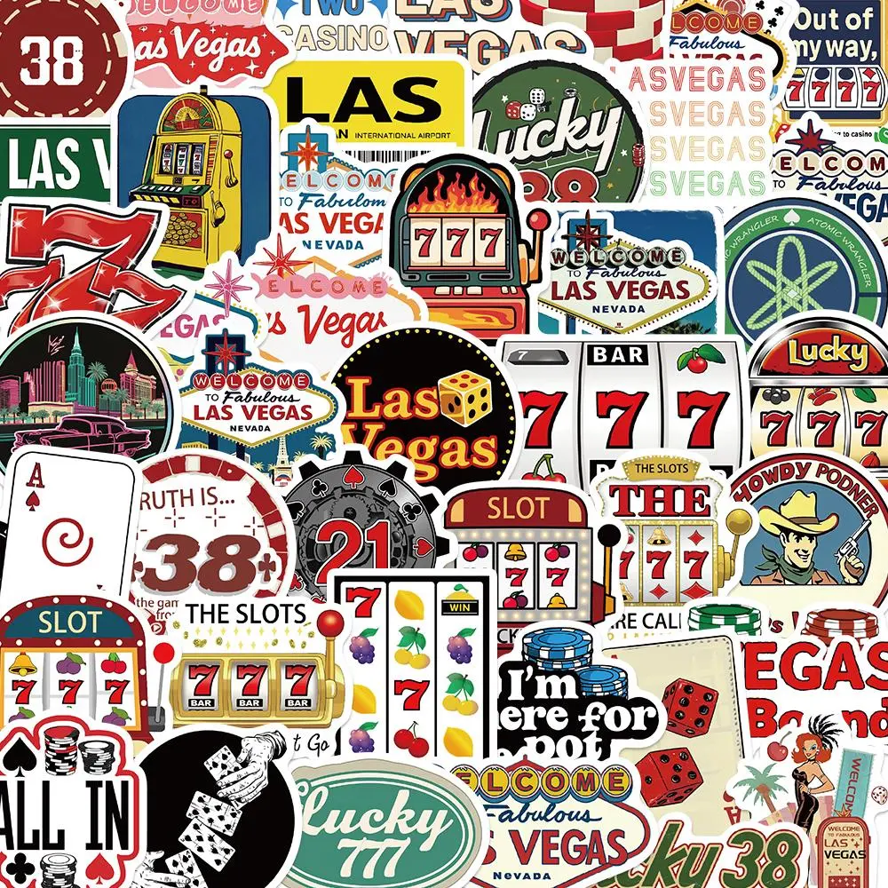 Las Vegas Themed Sticker, 50/1000pcs/set Creative Las Vegas Element Pattern Decorative Sticker, DIY Decals for Water Bottle, Laptop, Phone Case, Ornaments