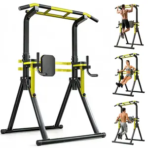 【KINMAC】Power Tower Pull Up Bar Station, 10-Level Adjustable Height Dip Station, Heavy-duty Frame Structure,Multi-Functional Home Gym Strength Training Equipment