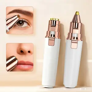 Eyebrow-Facial Hair Remover for Women,Nose Hair Trimmer Rechargeable 2-1 Eyebrow Razor Portable Electric Shaver Painless Hair Remover Device for Face Nose Peach Fuzz Body Beard Lips Chin Female Hair Removal