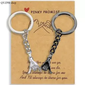 2-Piece Matching BF and GF Pinky Promise Keychain Set, Aesthetic Charm for Couples, Durable Fashion Accessory Keychain, Ideal Gift for Anniversary & Everyday Carry