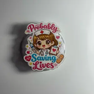 Nurse Magsafe Phone Grip Handmade for Phone & Kindle Compatible with Magsafe Floral Magnetic Secure Comfortable Hold