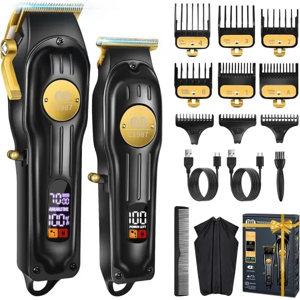 Mens Hair Clippers and Trimmers Set, Cordless Barber Haircut Kit