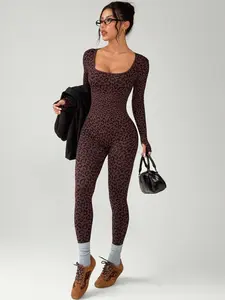 Tightening Butt-Lifting One-Piece Sportswear, Sexy Leopard Print Yoga Jumpsuit, Breathable Fitness, All-Seasons Active Wear, Workout Jumpsuit