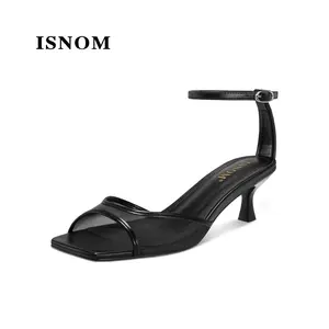 ISNOM Womens Mesh Kitten Heels Sandals Square Toe Ankle Buckle Strap Low Heels Comfort Summer Dress Shoes #WeeklyDeals#SummerVibes #outdoorfun #tiktokshopmemorialday