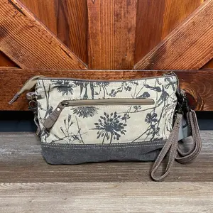 Dainty Delight small crossbody purse Upcycled canvas bag