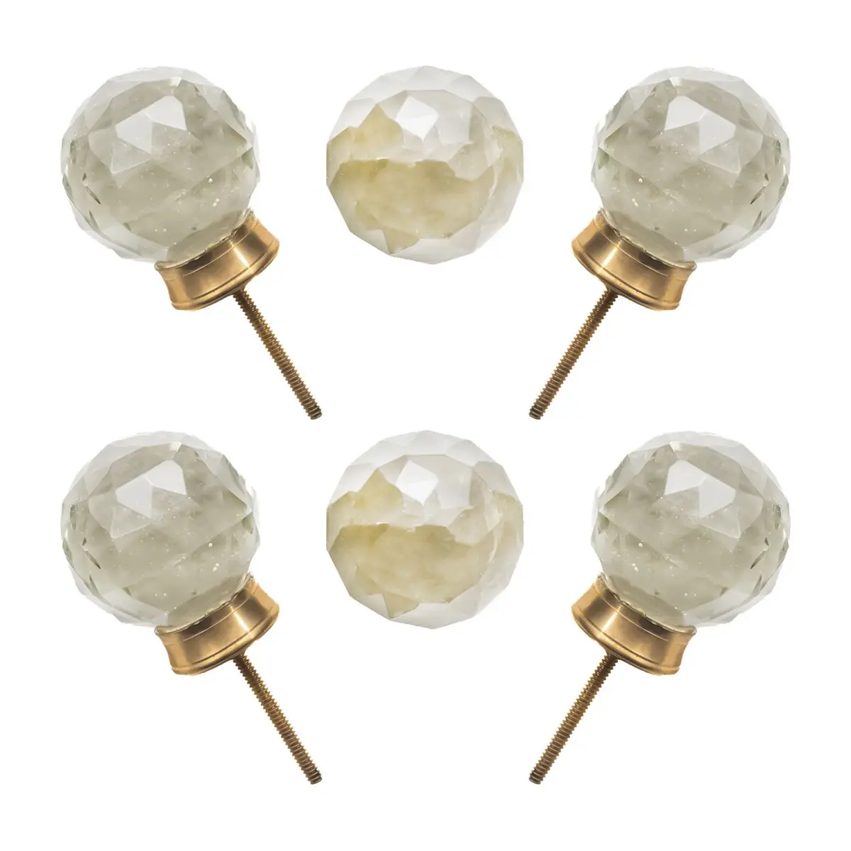 6-Pack Multi-Size Glass Knobs Clear Crystal Diamond Cut Statement Hardware by CDNY