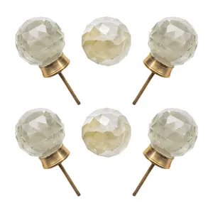 6-Pack Multi-Size Glass Knobs Clear Crystal Diamond Cut Statement Hardware by CDNY