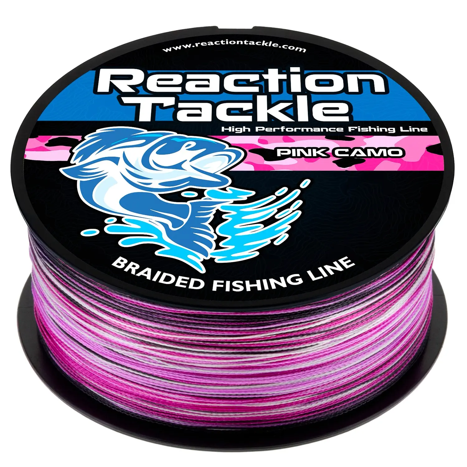 Reaction Tackle Metered Braided Fishing Line - Pink Camo - NEW