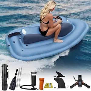 Upgraded 2-Person Inflatable Jet Boat,500 w 700 w Brushless Electric Water Surf Boat,Inflatable Foldable Motorboat,Water Inflatable Boat Motorboat+500W10AThruster