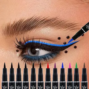 Waterproof Liquid Eyeliner (12pcs/set), Natural Eyeliner Pen, Easy To Apply for Eye Makeup, Professional Daily Makeup Accessories, Cosmetic, Multicolor, Beachproof Eyeliner, Eye Makeup Products