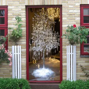 2pcs Luxury Crystal Decorative Tree Wall Stickers Acrylic Mirror Art Decals for Living Room Bedroom Festival Wedding Party Window Background Wall Self Adhesive Waterproof Removable Home Decorations