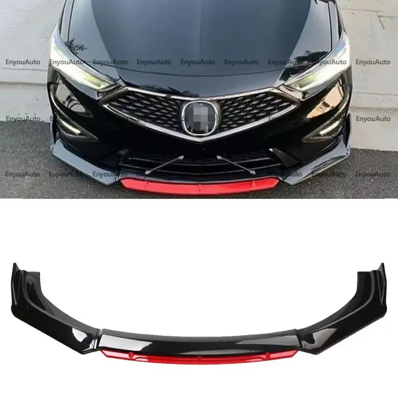 Automotive Front Bumper Lip Spoiler Splitter, Glossy Black-Red, Compatible with Acura Integra