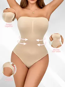 Women's Seamless Body Shaping One-Piece Bodysuit, Built In Shaper, Strapless Belly Control Thigh Lift Slimming Suit, Comfortable All-Over Fit