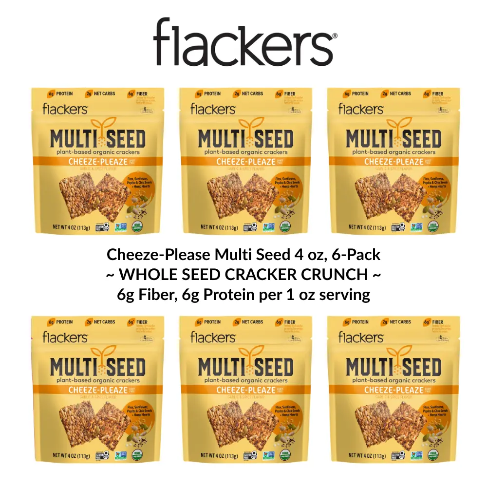 Cheeze-Pleaze Multi Seed Flackers Organic Crackers, 4oz / 6-Pack