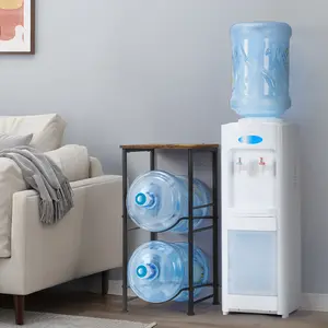 5 Gallon Water Bottle Holder with Storage Shelve, 2 Tier Water Jug Holder Stand with Shelf, 5 Gal Water Cooler Jug Rack, Water Bottle Holder Organizer for Office, Kitchen, Living Room