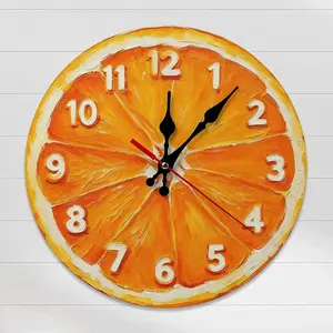 Fun Orange Slice Wall Clock - 10 Inch Silent Kitchen Decor | Citrus Fruit Wall Clock | Cute Orange Slice Silent Decorative Timepiece