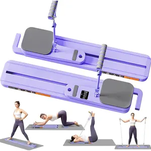 Pilates Reformer Board with Resistance Bands – Portable Pilates Machine, Full Body Workout for Home, Core Strengthener, Glute & Leg Toning, Dual Use Timer & Calorie Display