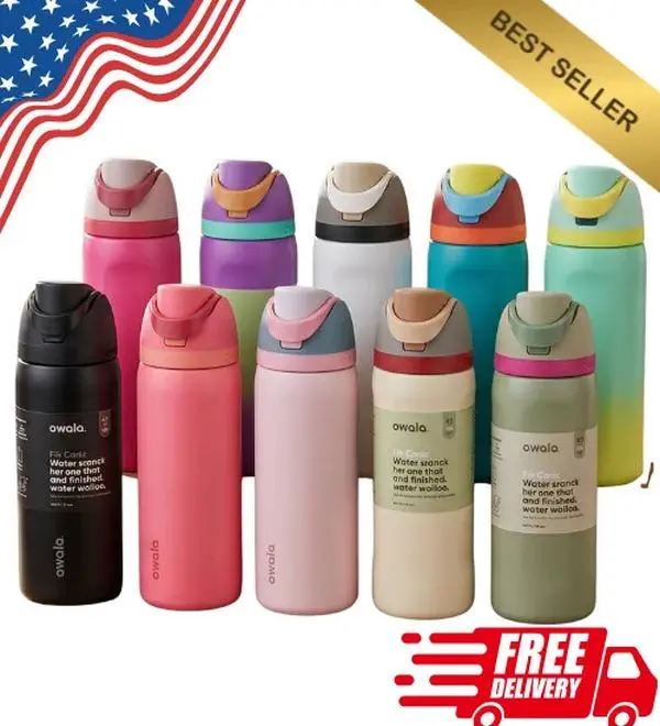 LAASANI Owala 24 oz Insulated Water Bottle | Leakproof Flip Straw | 10 Colors