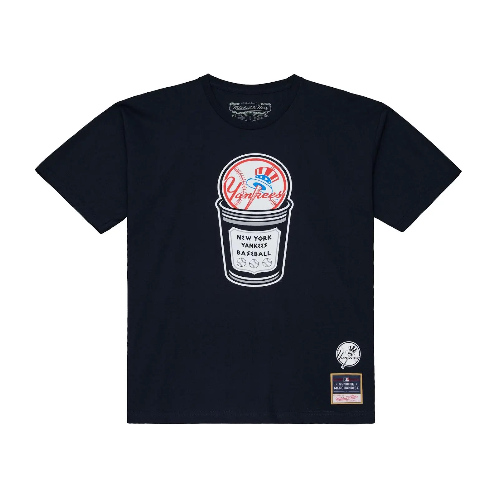 New York Yankees Navy Coffee Cup T-Shirt MLB Throwback Tee Graphic Vintage Fan Gear Mitchell & Ness