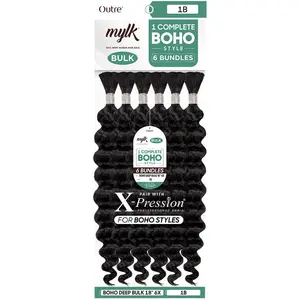 Outre Mylk 100% Remy Human Hair Bulk 6 Bundles - BOHO DEEP BULK 18" 6X