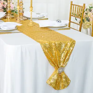 12"x108" Sequin Taffeta Table Runner - Light Gold (1pc)