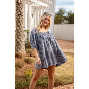 Harbor Lines Striped Denim Mini Dress