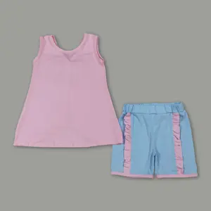 Pink Cotton Girl Summer Shorts Set | Soft Breathable 2-Piece Outfit for Kids