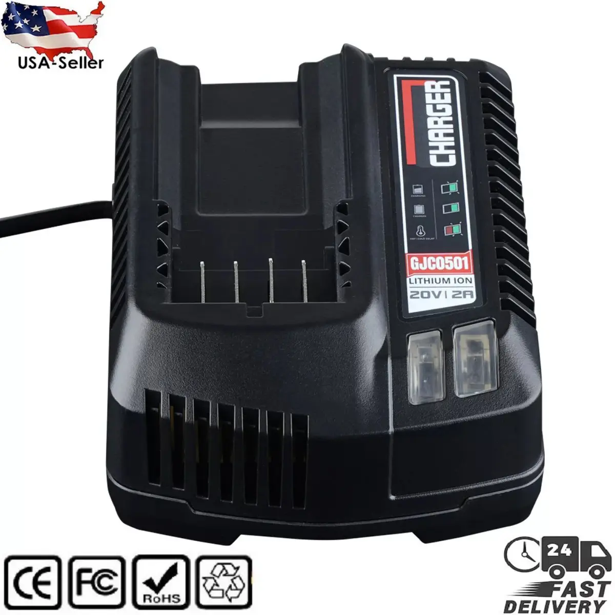 20V Fast Charger for Craftsman Power Tool Batteries - FCC & ROHS-Certified Protection System, Compatible with CMCB100, CMCB101, CMCB104, CMCB201, CMCB202, CMCB204, CMCB205, CMCB209