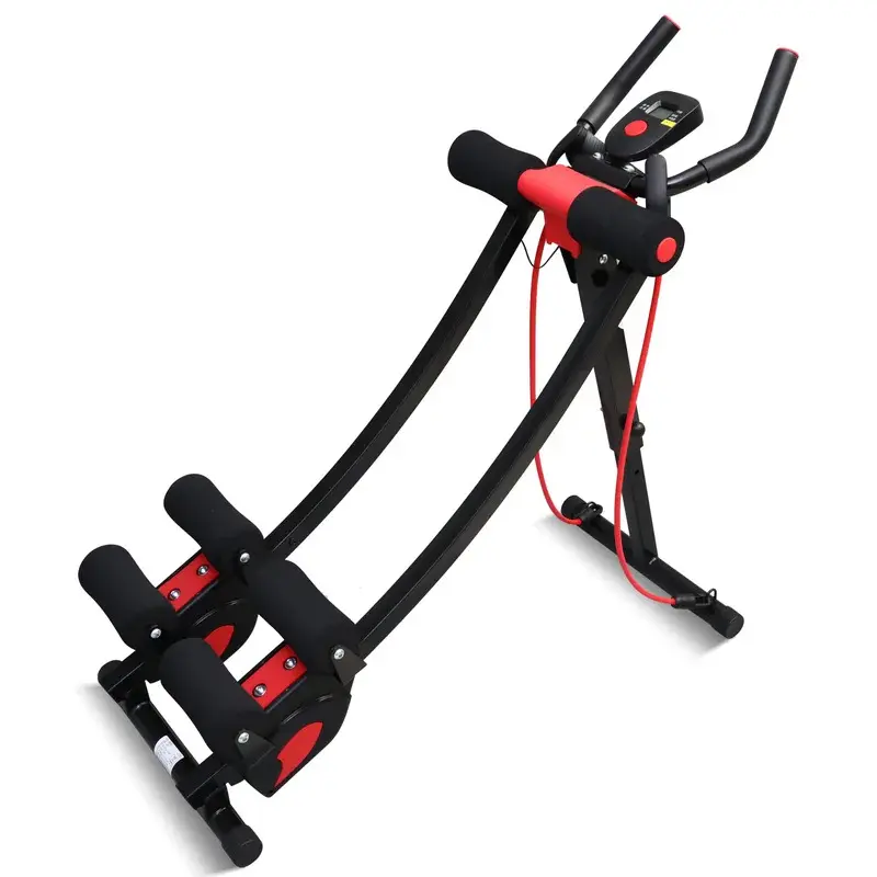 Dual Track Fitness Ab Machine Ab Cruncher Adjustable Height Waist Trainer Foldable Home Gym Equipment 4 Adjustable 440 lbs Weigh