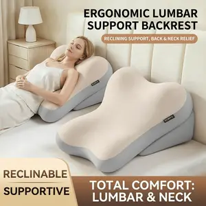 Ergonomic Memory Foam Reading Pillow, Multifunction Bed Backrest Cushion with Adjustable Neck and Lumbar Support, Comfortable Support for Reading Office Work Gaming and Relaxation