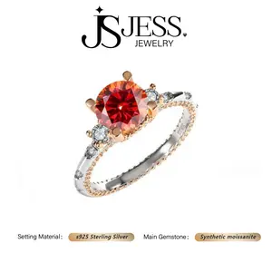【#170 Eternal Flower】JessJewelry Brilliant 2ct Round Cut Synthetic Moissanite Ring, 925 Sterling Silver Jewelry, Engagement Rings for Women