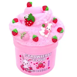 Strawberry Cloud Slime 8 Fl Oz Non Sticky Beginner Friendly Slime Made in USA Scented