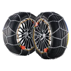 VEVOR Auto Tightening Snow Chains,  Diamond Mesh Traction Wheel Chains for Anti-slip, Manganese Alloy Steel Emergency Tire Chains for Tires 255/65-16、255/60-18、235/55-19、245/70-16 (Set of 2)