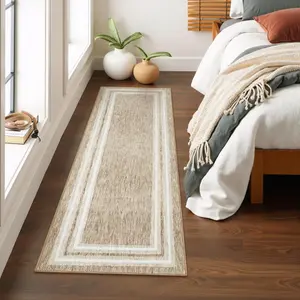 Modern Bordered Washable Runner Rug, Printed 2'x6' Non Slip Kitchen Rugs Soft Non-Shedding Carpet Runner for Bathroom Bedroom Entryway Laundry Room