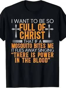 Funny Christian Religious Servant Of God Faithful Tees Men's Soft Breathable Cotton Shirt - Black Crew Neck Classic Casual Wear, Humor Clothing, Personality T-shirt, Comfortable Material, Short Sleeve Top, PLUS SIZE