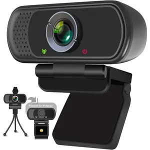 1080P Webcam with Microphone and Tripod, Pro Streaming  Camera with  Cover, Widescreen USB Web Camera for Desktop PC Laptop