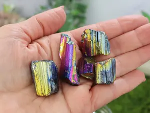 Rainbow Aura Titanium Raw Black Tourmaline