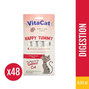 VitaCat by Salty Cat Happy Tummy Natural  Treats for Cats, 15g x 48 Tubes