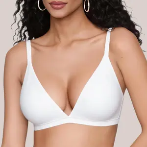 Women’s Wireless Triangle Bralette – Seamless, Low-Cut, Comfortable, Unlined, Spandex-Nylon, No-Show, Padless, Sexy Everyday Bra