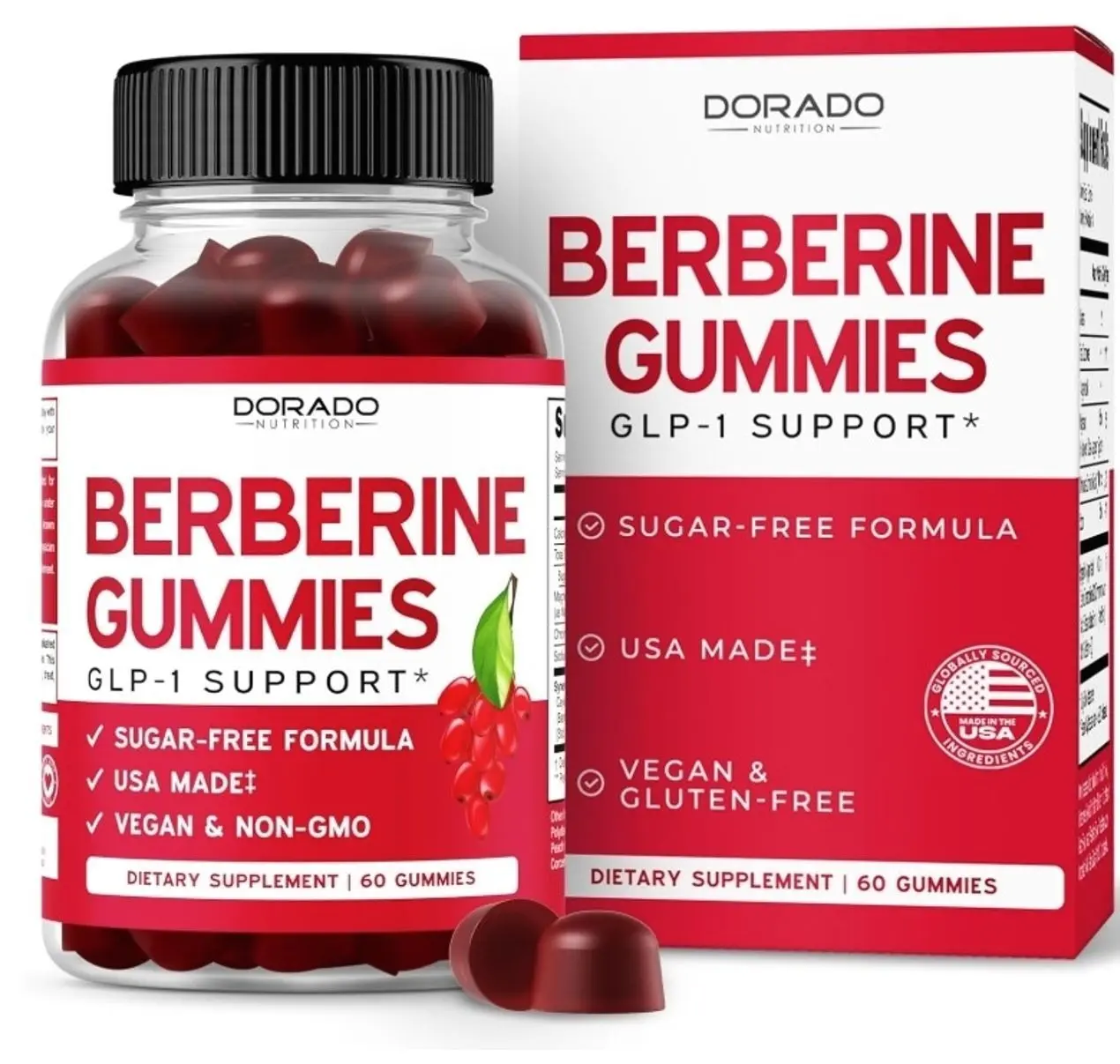 Berberine Gummies with Ceylon Cinnamon (1,200mg) Premium Sugar-Free Berberine Ceylon Cinnamon Supplement for Adults - Third-Party Tested, Non-GMO & Made in USA - 60 Count Chewable Gummies