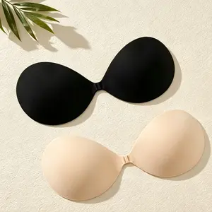 Quietlake Women's Solid Color Minimalist Silicone Nipple Cover, Invisible Reusable Waterproof Push Up Nipple Cover, Ladies Lingerie Accessories for Daily Wear Underwear, Triangle Nipple Covers