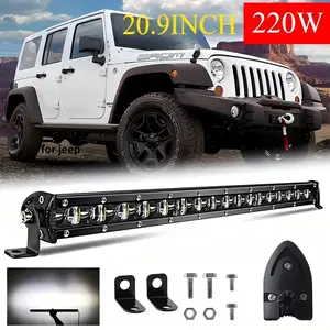 20-Inch 6D 220W Ultra-Slim Single Row LED Light Bar, 6500K IP67 Waterproof LED Work Light Strip, Off-Road Driving Accessory (1/2 PCS) for Jeep, Truck, ATV UTV SUV, Compatible with Auxiliary DRL, Driving Light Strip, 220W Power