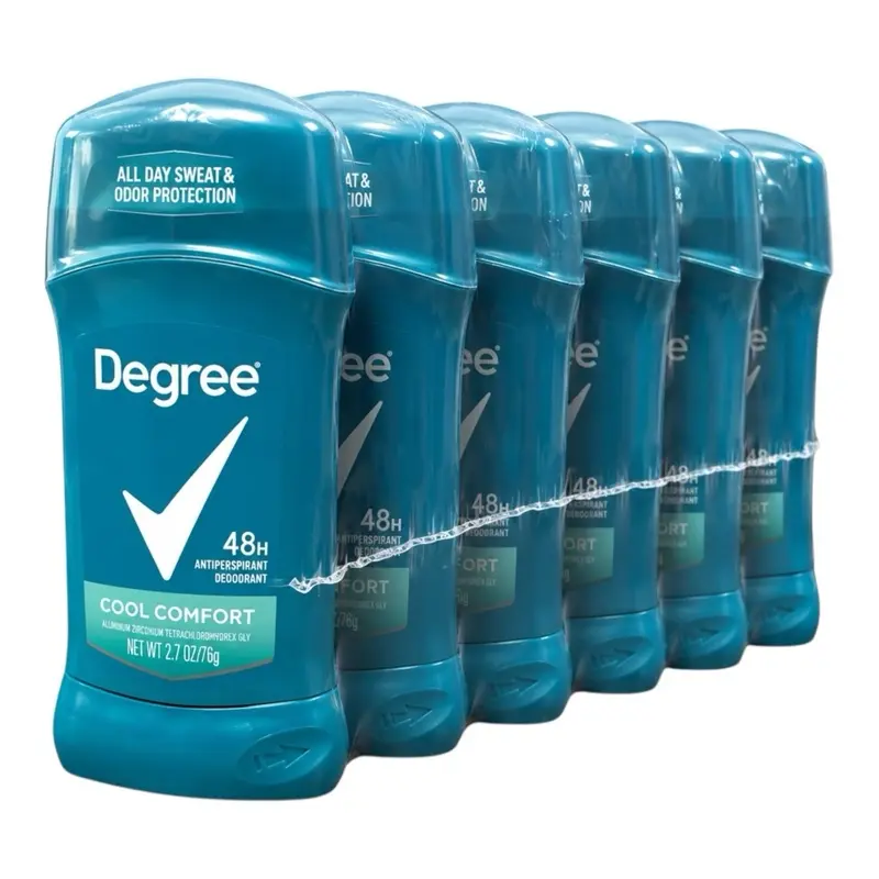 Degree Men Antiperspirant Deodorant Stick, Cool Comfort Fragrances, 48-Hour Long Lasting Sweat Control, Non-Irritating Daily Body Care, 2.7 oz Pack of 6