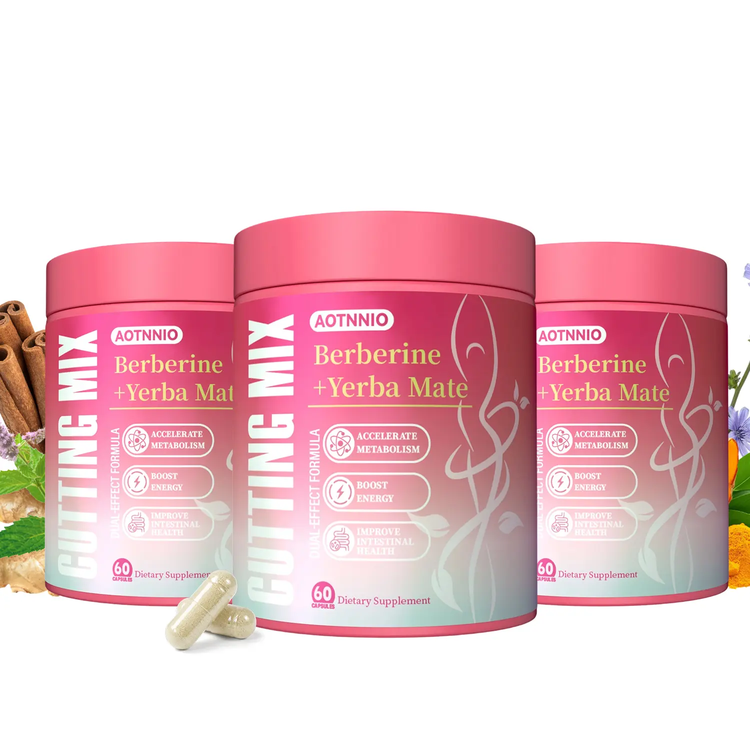 Cut 60 capsules, Berberine, Chromium, 5-HTP, Yerba Mate & Magnesium, DealsForYouDays