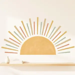Boho Sun Wall Stickers for Kids Room, Decorative Peel and Stick Wallpaper, Easy Application, Perfect for Rooms & Playrooms, Interior Stickers, Wall Decal
