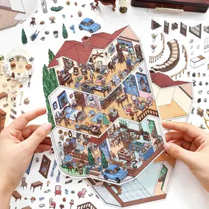 Scene Decoration Sticker Pack, 4 Sheets/bag, Paris House & Southern France Cottage Theme, Small Corner Series, Small Corner Focus, Home Decor