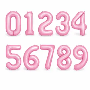 40 Inch Light Pink Number 2 Balloon, Pastel Pink Foil Mylar Number Balloon for Kids Girls Women, Birthday Party Anniversary Photo Backdrop Decoration