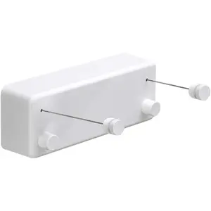 Retractable Clothesline ABS case+Aluminum Dryer with Adjustable Stainless Steel Double Rope String Hotel Style Heavy Duty Wall Mounted 13.8 Feets White