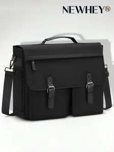 15.6 Inch Laptop Messenger Bag for Men, Travel Essentials, Water Resistant Oxford Canvas, Multi-Pocket Work Satchel, Anti-Theft Pocket, Adjustable Strap