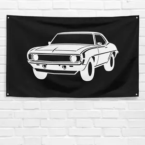 Unbranded & Handmade 3x5 ft Vibrant Polyester Fabric Single-Sided Camaro SS Flag, Home Supplies Wall Decor, Car Enthusiasts Man Cave Garage Banner, Dad Gift, Birthday
